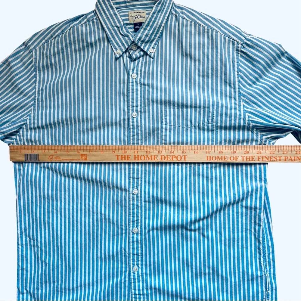 J.Crew Mens Large Classic Fit Blue White Stripe Button Down Shirt 100% Cotton